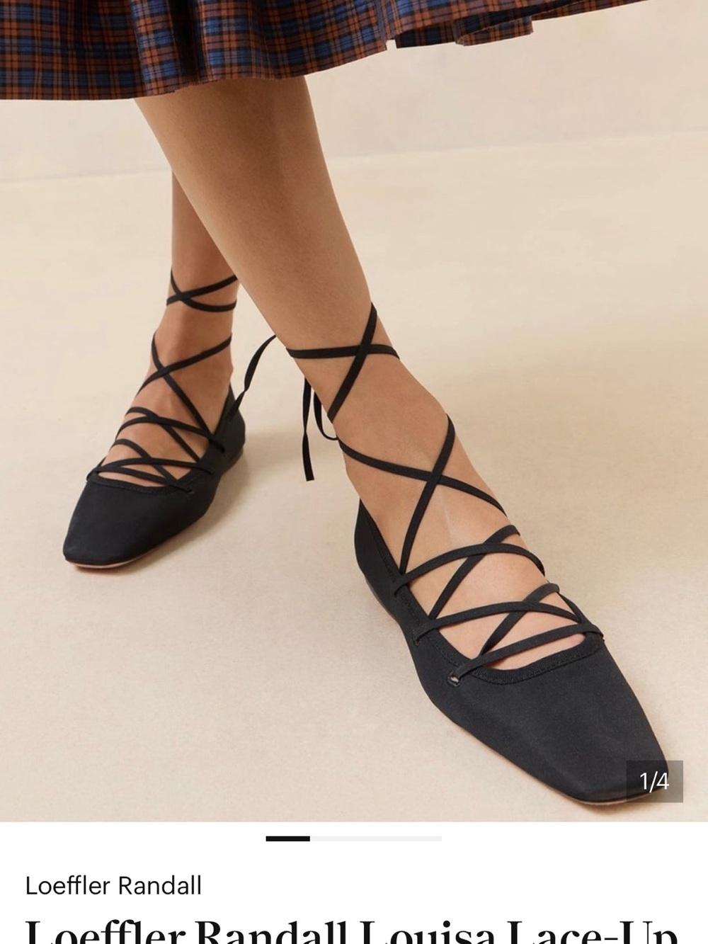 Loeffler Randall Black Louisa Lace-Up Flat size 8.5 NWT